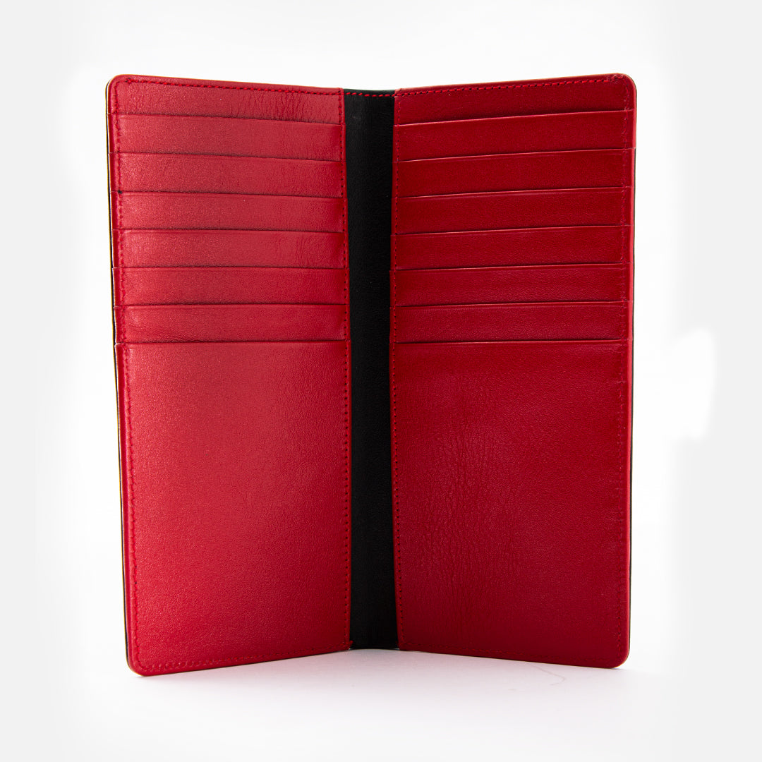 CARLO Bi-Fold Long Leather Wallet - Vermilion Edition