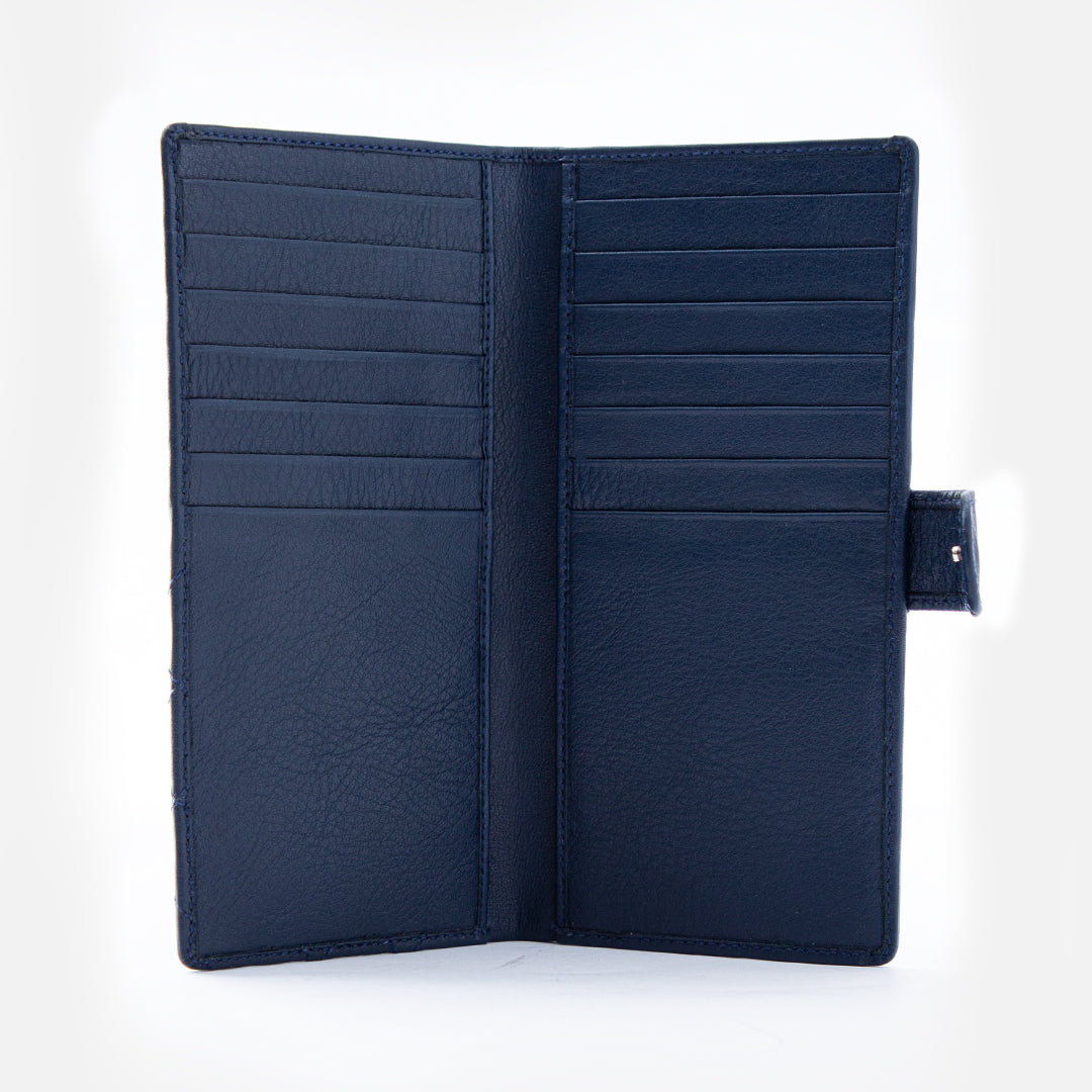 CARLO Bi-Fold Long Quadrat Leather Wallet with Strap
