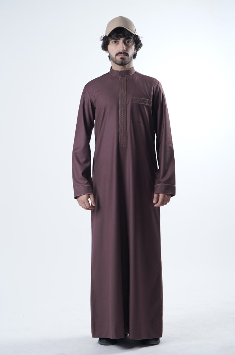 Sleek Mandarin Winter Kandora | Refined Embroidery & Timeless Official Palette Al Telal Gents Fashion