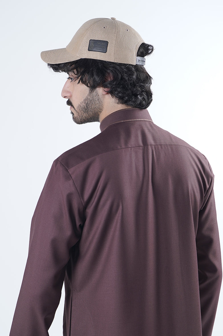 Sleek Mandarin Winter Kandora | Refined Embroidery & Timeless Official Palette Al Telal Gents Fashion