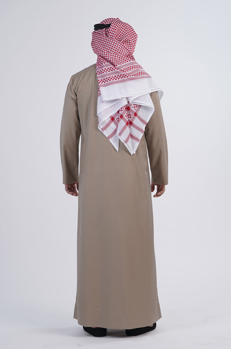 Formal Colored Winter Thobe| Qatari collar snap with regular sleeves Al Telal Gents Fashion