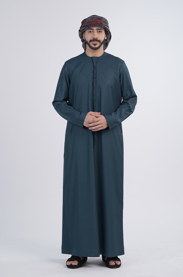 Emirati model kandura NUMU - 1 designer wear with embroidery Al Telal Gents Fashion