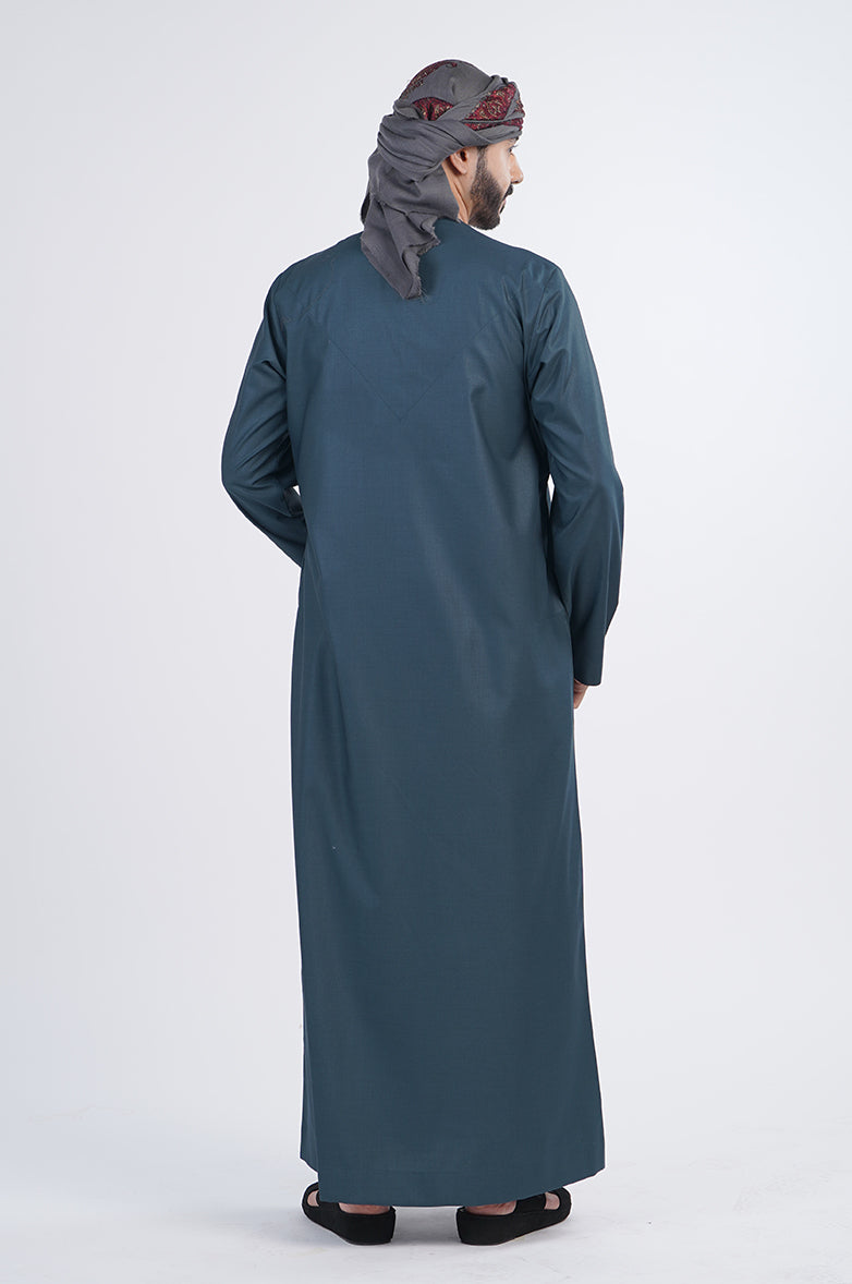 Emirati model kandura NUMU - 1 designer wear with embroidery Al Telal Gents Fashion