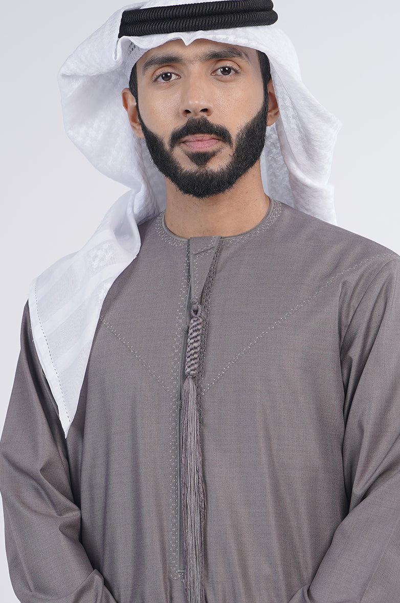 Emirati Winter Kandura | Trendy Tarboosh & Wrinkle-Resistant Fabric Al Telal Gents Fashion