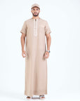 Almond brown Jallabiya - arabic mens summer wear jS24-002