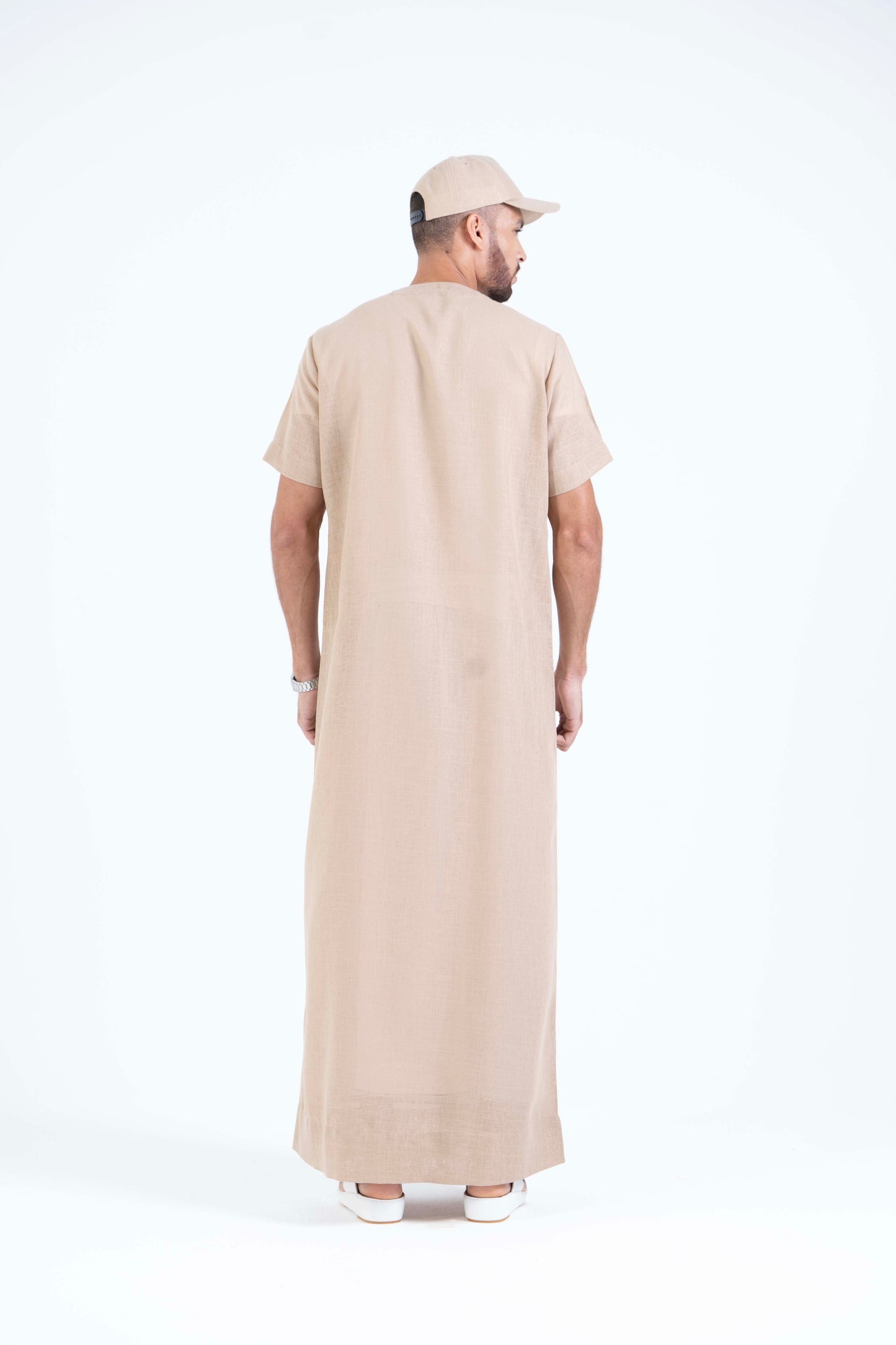 Almond brown Jallabiya - arabic mens summer wear jS24-002