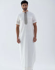 White cream Jallabiya - arabic mens summer wear jS24-002