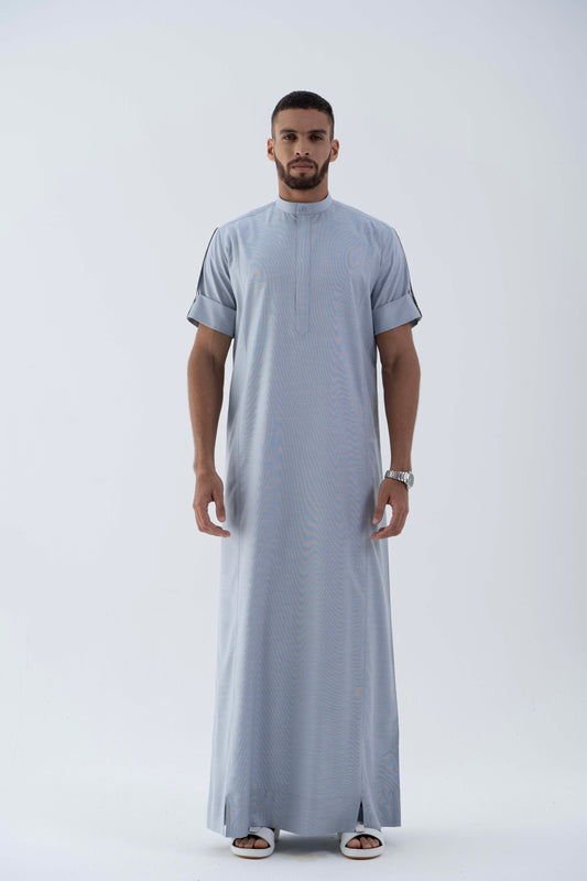 Misty blue Jallabiya - arabic mens summer wear jS24-003