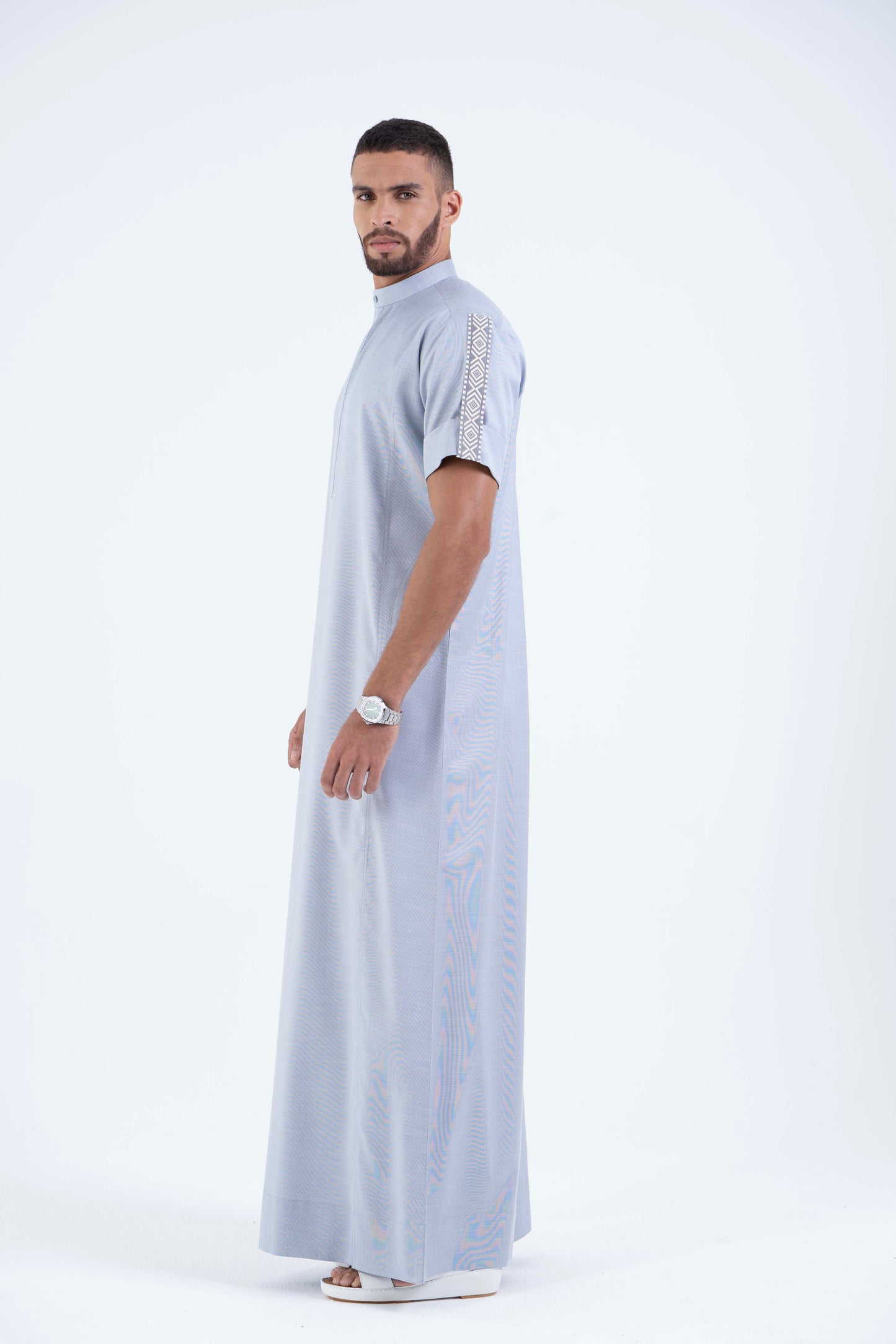 Misty blue Jallabiya - arabic mens summer wear jS24-003