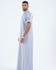 Misty blue Jallabiya - arabic mens summer wear jS24-003