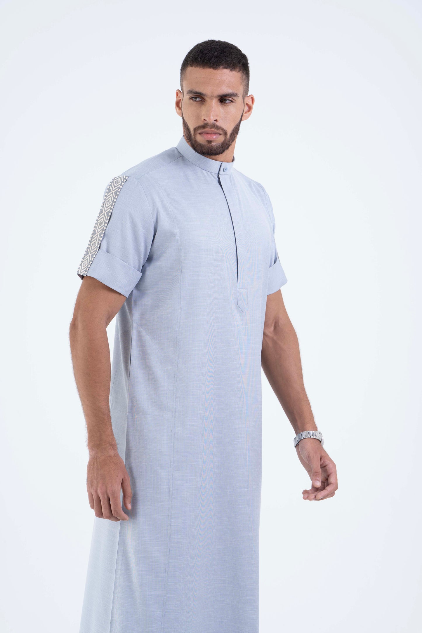 Misty blue Jallabiya - arabic mens summer wear jS24-003