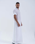 White lace Jallabiya - arabic mens summer wear jS24-004