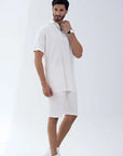 Luxe Men's Casual White Zipper Polo Shirt Al Telal Gents Fashion