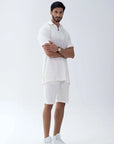 Luxe Men's Casual White Zipper Polo Shirt Al Telal Gents Fashion