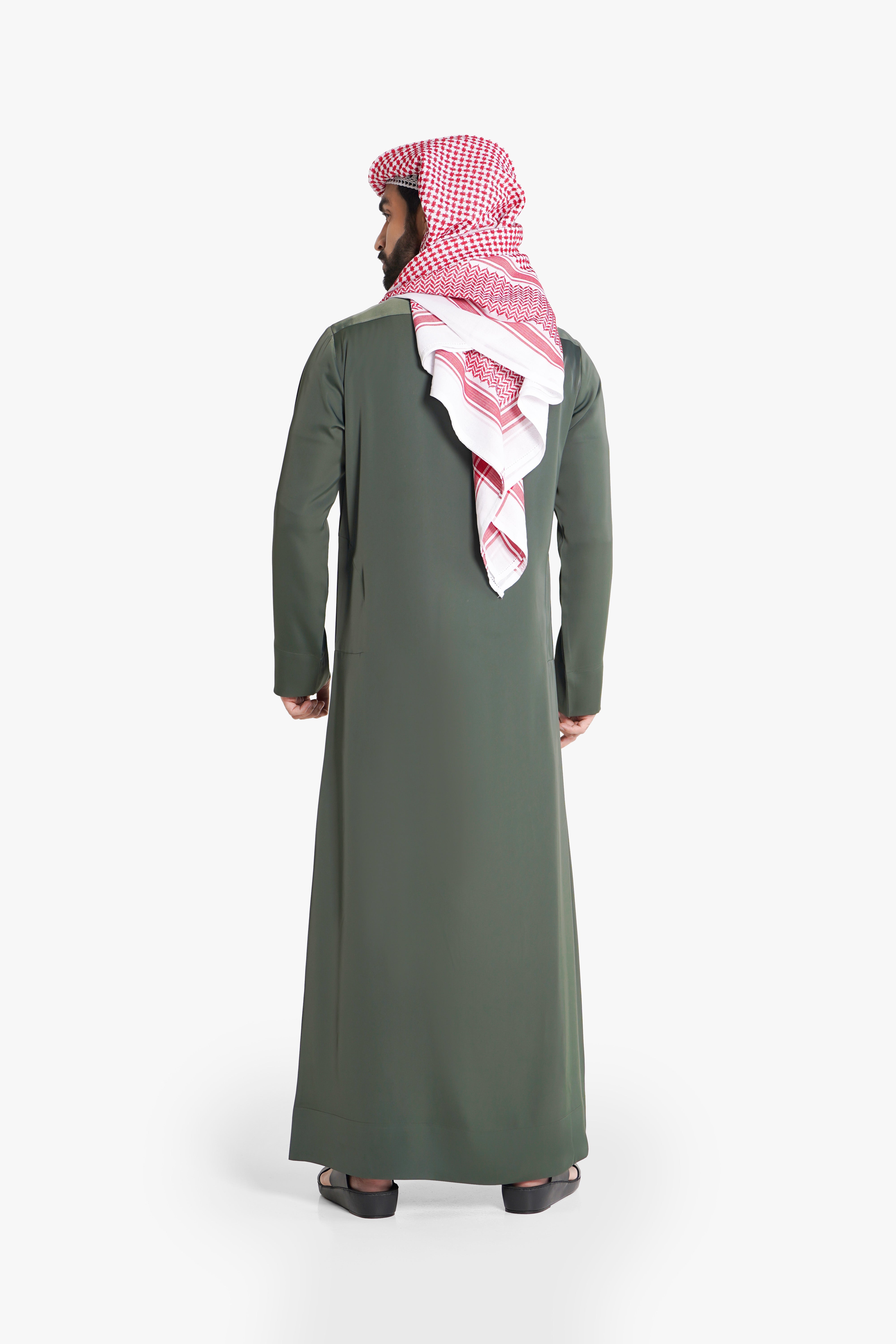 Kuwaiti Thobe | Traditional Kuwaiti Design with Luxurious Fabric | Green Color thobe Al Telal Gents Fashion