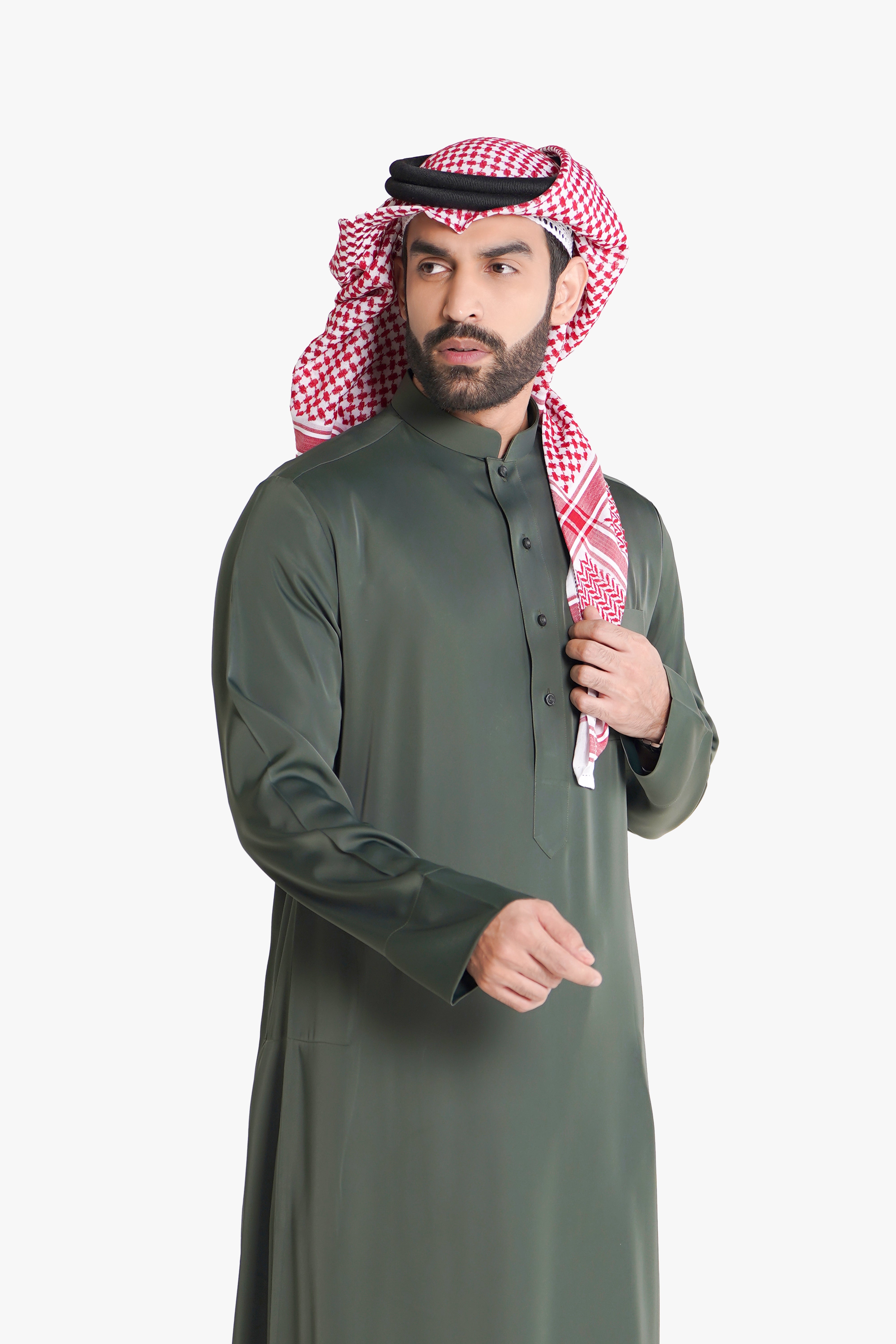Kuwaiti Thobe | Traditional Kuwaiti Design with Luxurious Fabric | Green Color thobe Al Telal Gents Fashion