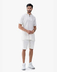 Luxe Men's Casual White Zipper Polo Shirt