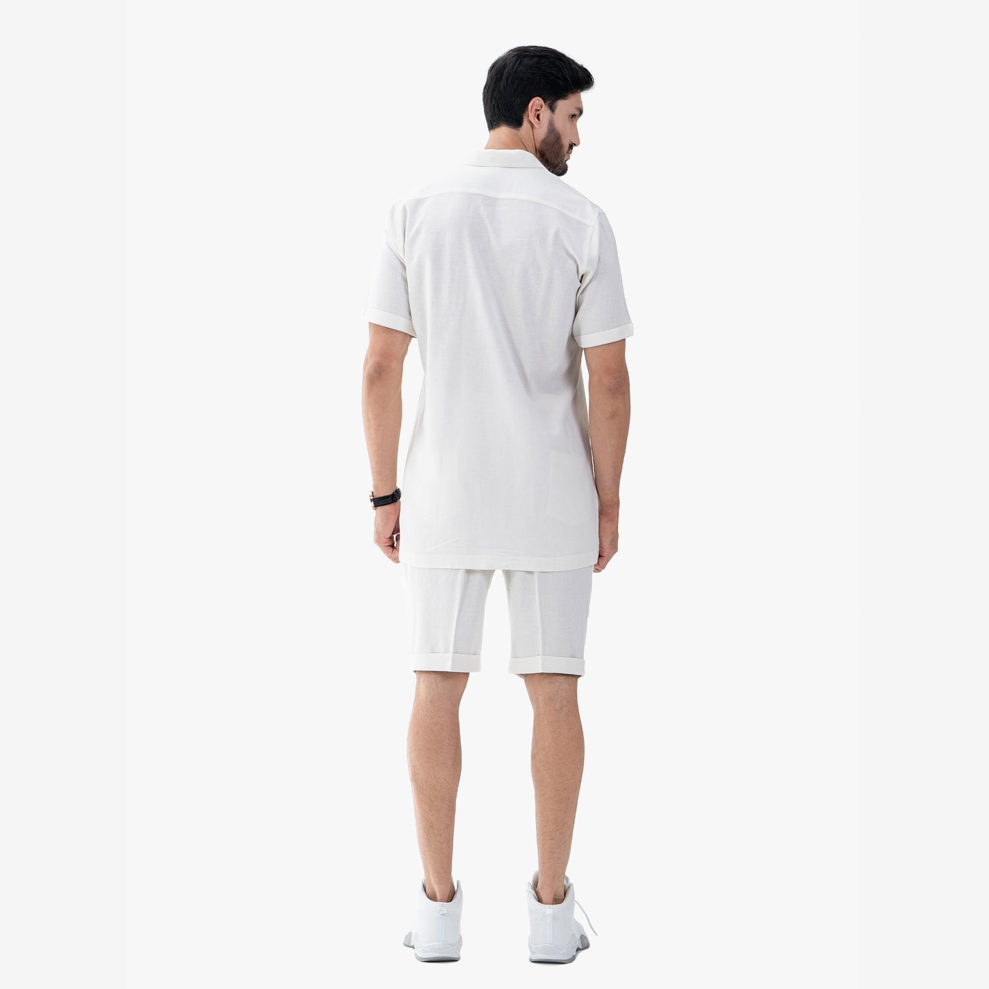 Luxe Men's Casual White Zipper Polo Shirt