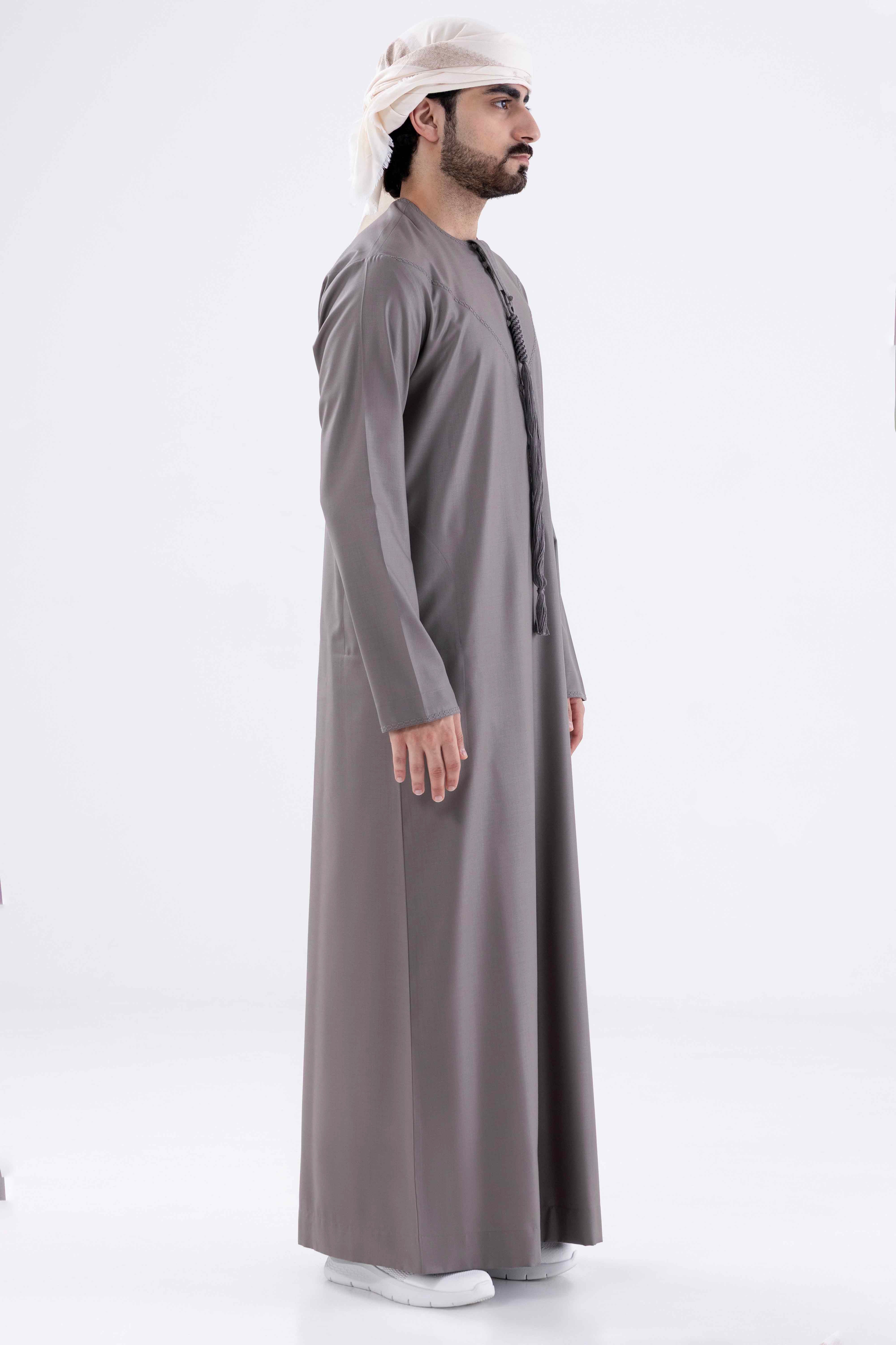 Winter Kandora – Grey (Normal Tarboosh) Al Telal Gents Fashion