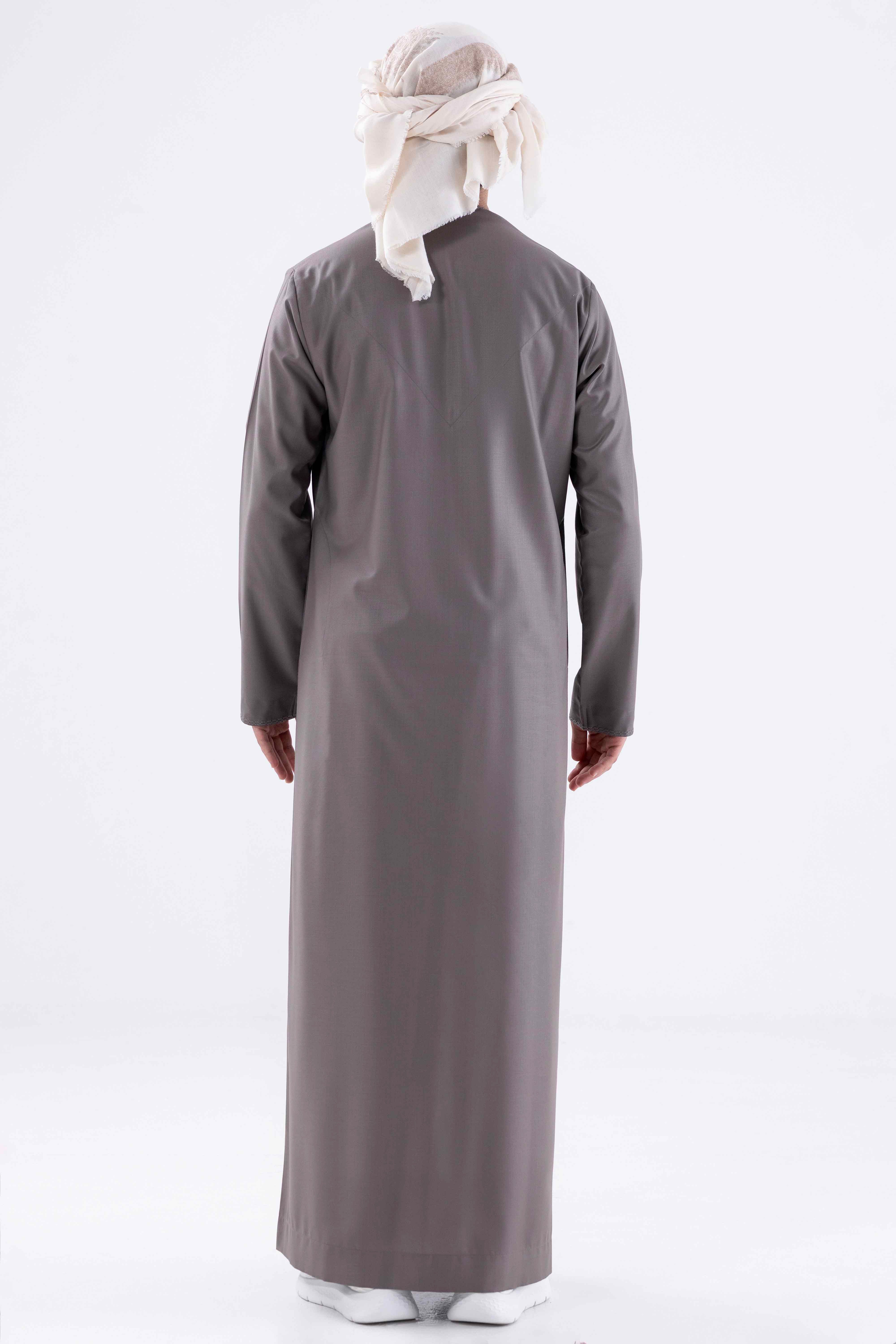 Winter Kandora – Grey (Normal Tarboosh) Al Telal Gents Fashion