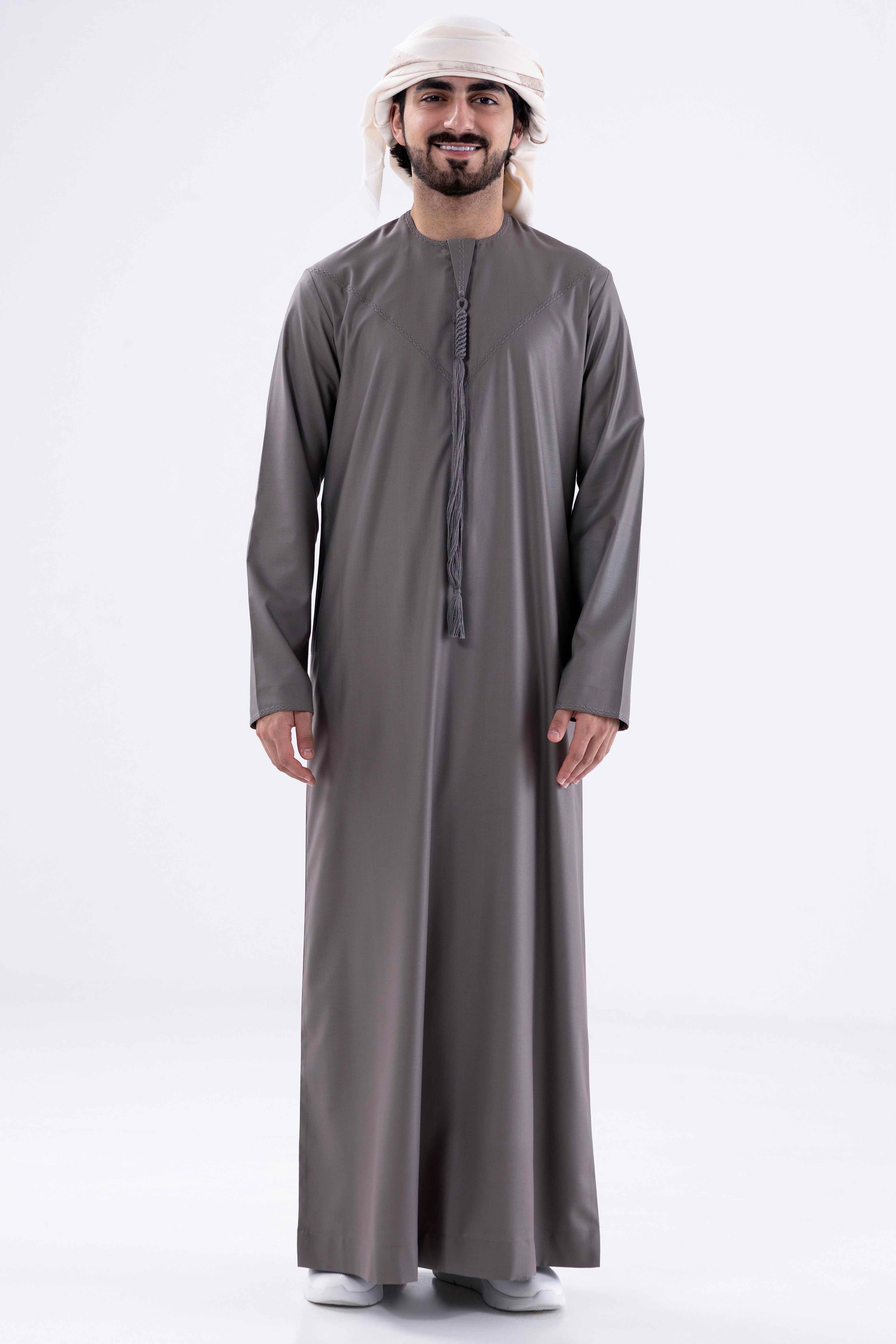 Winter Kandora – Grey (Normal Tarboosh) Al Telal Gents Fashion