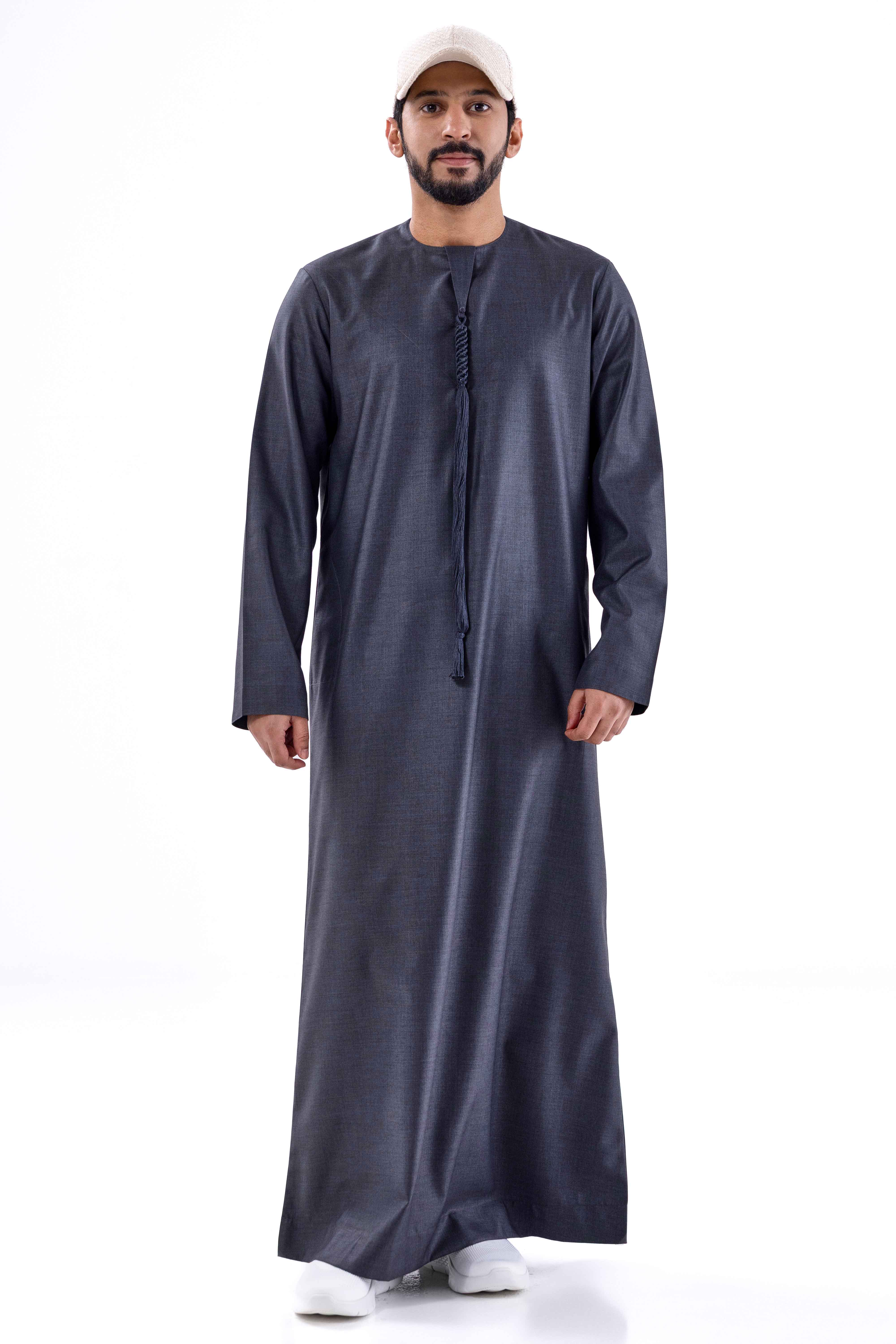 KUWAITI Collar Winter Kandora – Grey Striped (Telal Exclusive) Al Telal Gents Fashion