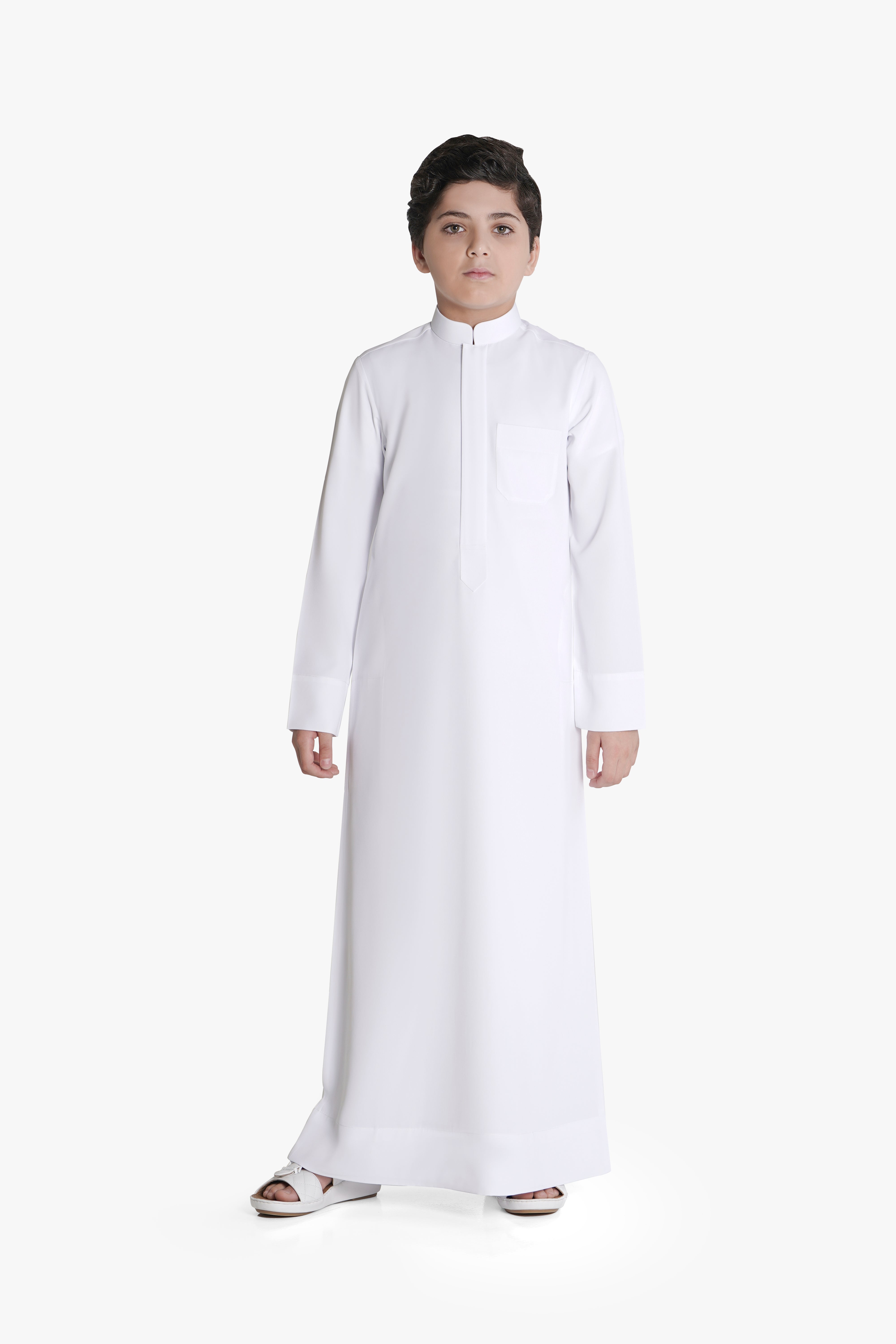 Telal Kuwaiti Kids’ Kandura | Elegant Collar Design with Premium Soft Polyester - Classic White Edition Telal