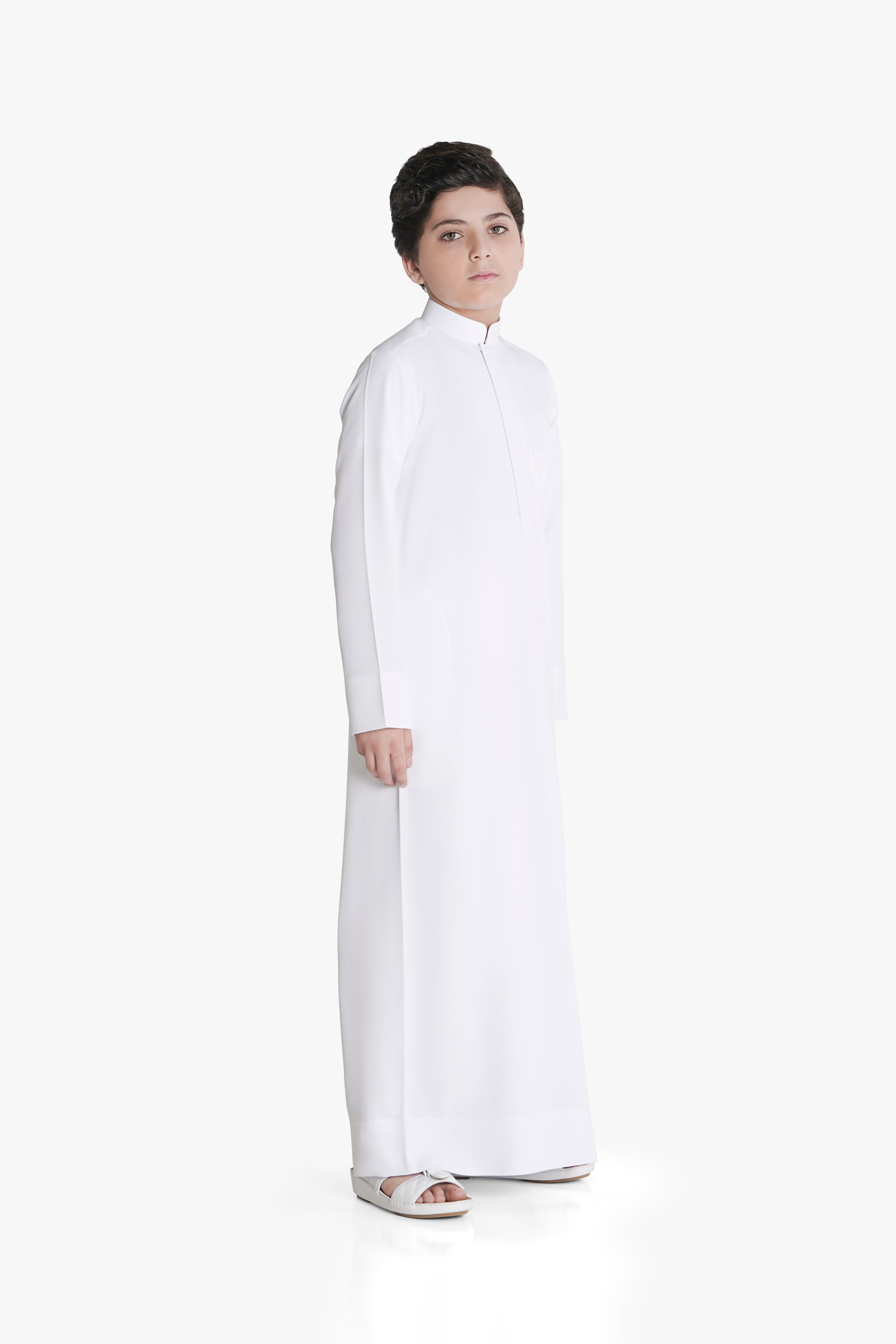 Telal Kuwaiti Kids’ Kandura | Elegant Collar Design with Premium Soft Polyester - Classic White Edition Telal