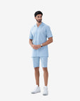 Blue Linen Polo & Trouser Set