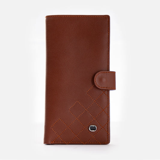 CARLO Bi-Fold Long Quadrat Leather Wallet with Strap